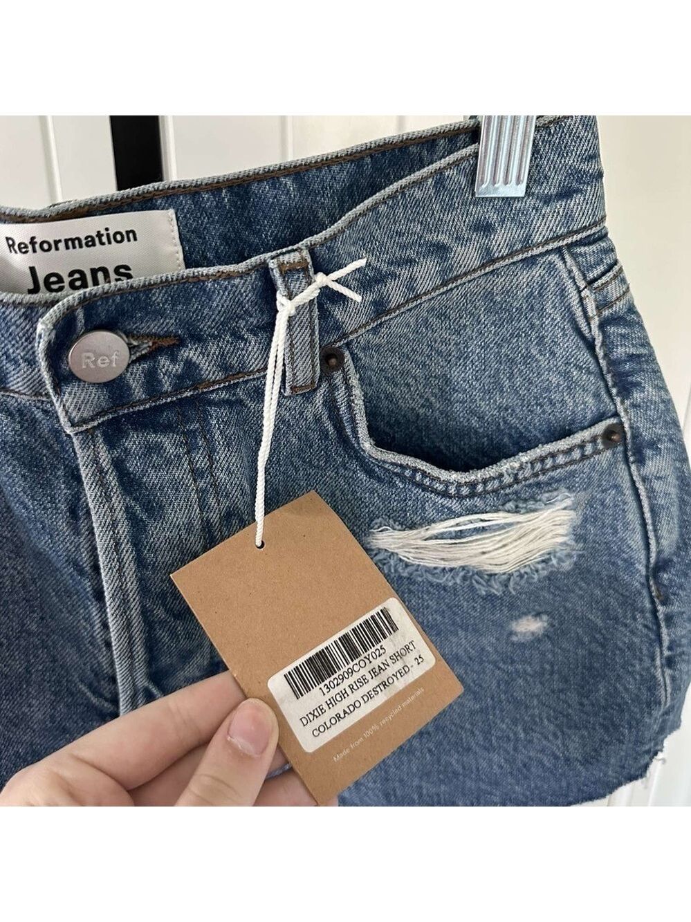 REFORMATION-Dixie High Rise Jean shorts- Colorado blue, size 25 NWT. - Picture 4 of 14